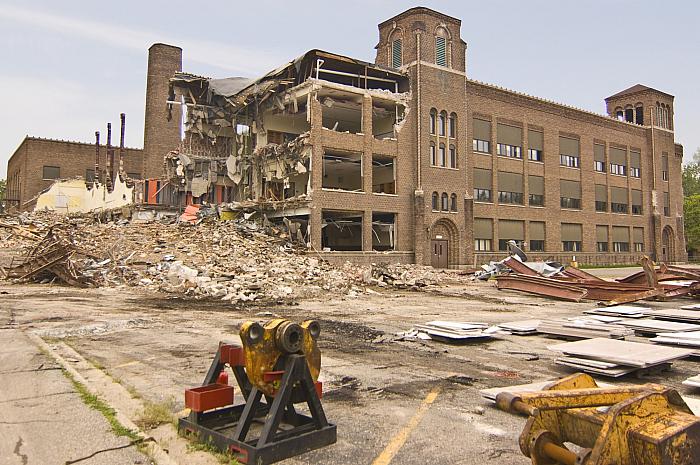 Demolition of Iroquois Middle School, Looking South
