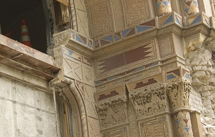 Demolition of Iroquois Middle School , Front Entrance Detail