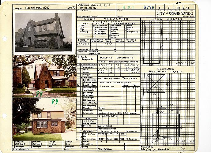 City Assessor's Card, part 1 - 752 Bristol Ave. NW