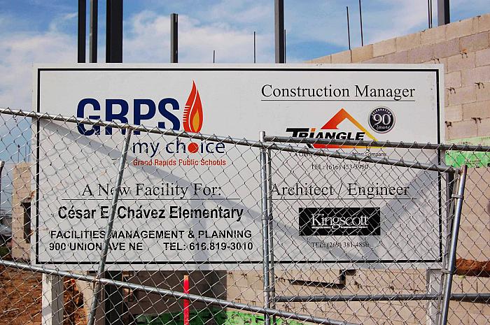 Construction of Cesar E. Chavez Elementary School Sign