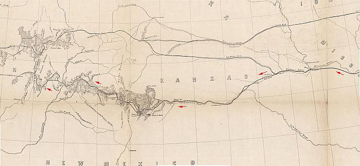 Gunnison's Route West from Fort Leavenworth KS, 1853