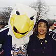 Eddie Rucker with the Griffin Hockey Mascot