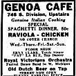 Genoa Cafe and Roma Hall Advertisement