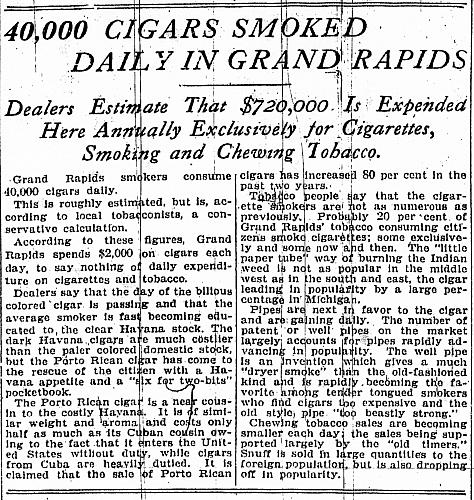 40,000 Cigars Smoked Daily in Grand Rapids