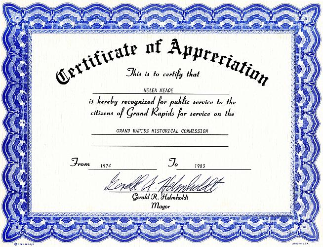 Certificate of Appreciation