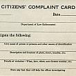 Citizens Complaint Card, Front