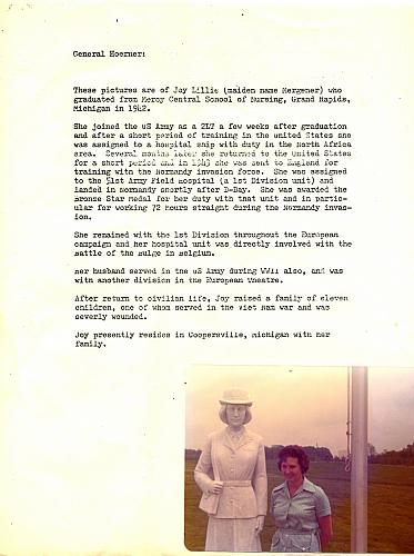 Letter and Photograph Regarding WWII Military Nurse, Joy Lillie