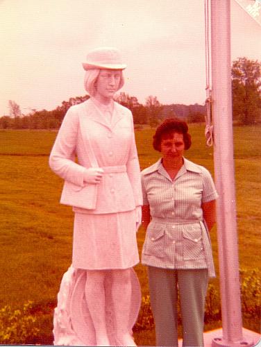 Joy Lillie and Memorial Army Nurse Statue