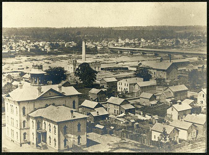 View of N. Ionia St. School and Grand River from Reservoir Hill