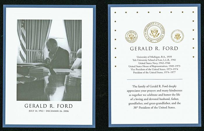 Gerald R. Ford Memorial Card