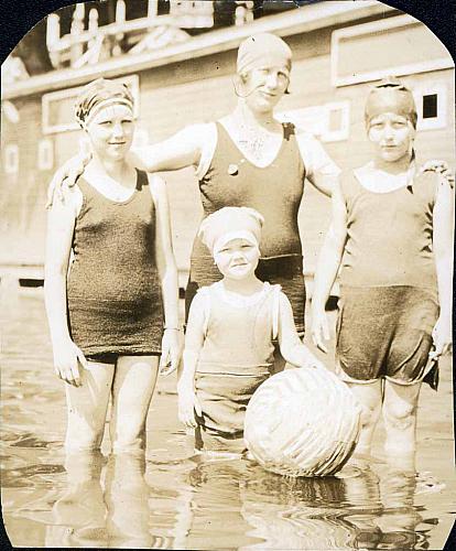 Mother and Daughters in Swim Suits