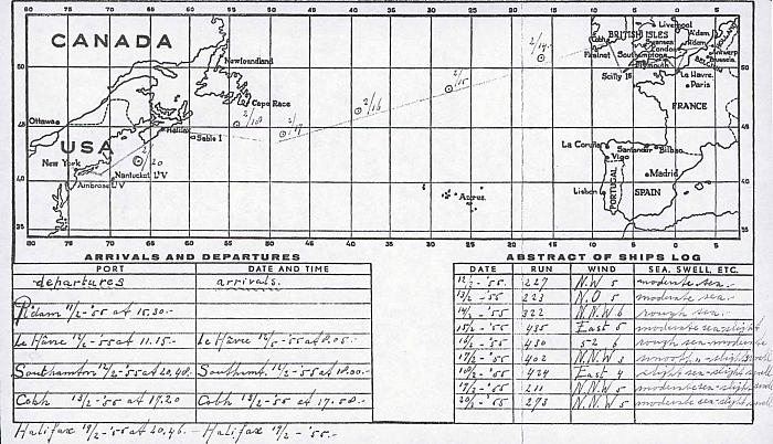 Ship Itinerary, Roterdam to New York