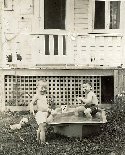 Richard and Doug Kessler in a Wading Pool