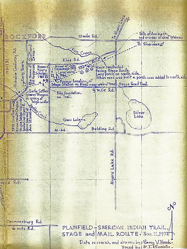 Plainfield-Sheridan Indian Trail, Stage & Mail Route: east of Old US 131