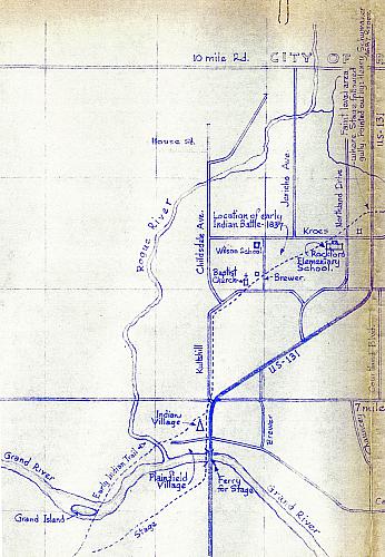 Plainfield-Sheridan Indian Trail, Stage & Mail Route: west of Old US 131