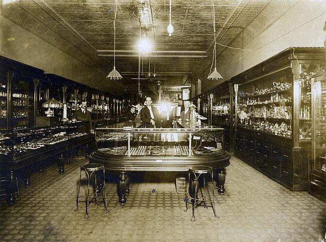 Interior of Herkner Jewelry, 57 Monroe