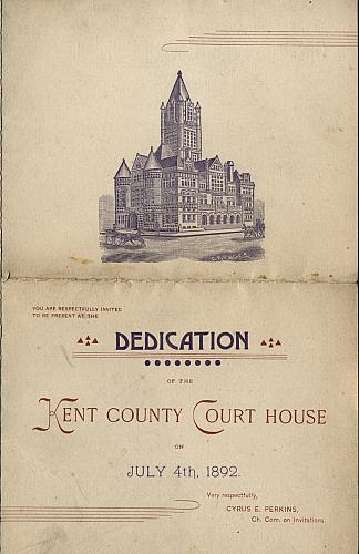 Dedication of the Kent Co. Court House, Cover